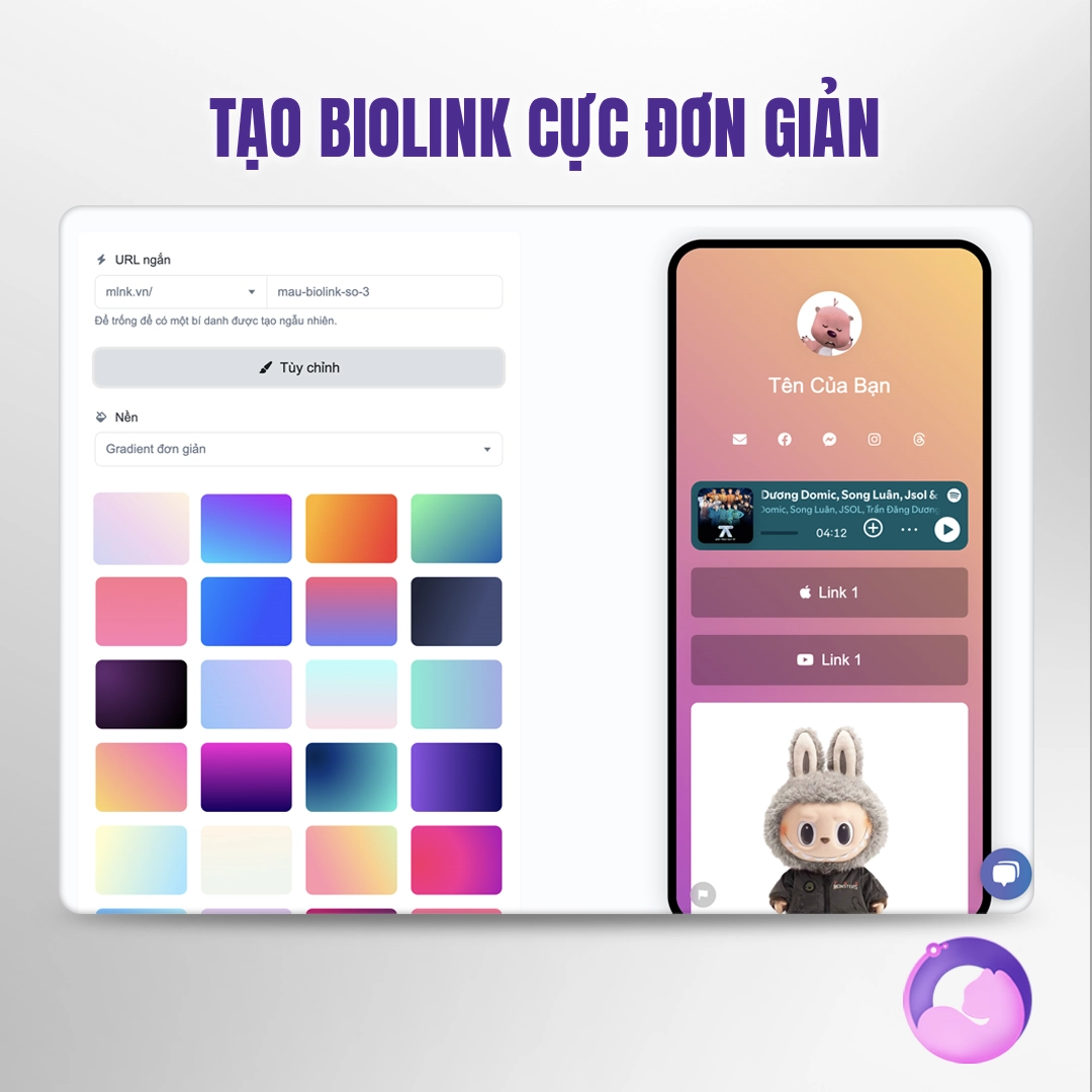 Screenshot of the app biolink editing page